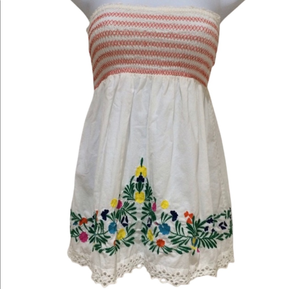 Vintage Guess Strapless Top M Embroidered Boho